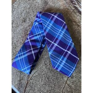 THE TIE BAR Men's Blue Purple Plaid Necktie Cotton Blend Classic